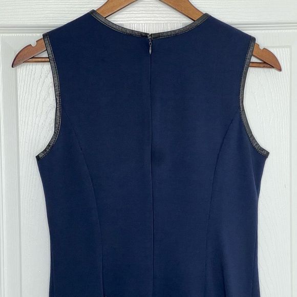 Mark & James by Badgley Mischka Navy Black Leather Trim Shift Mini Dress Small - Picture 4 of 15